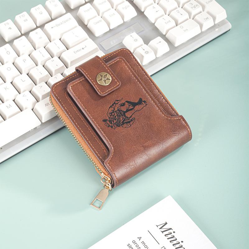 Men's Wallet, Retro Fashion Zipper Bag, Ultra-light and Large-capacity Multi-card Slot, Women's Bag, Thickened Card Holder