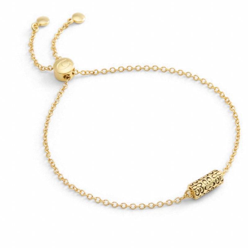 COACH Quilted Signature Beaded Slide Brass Plated Bracelet Women s Gold