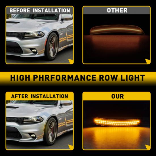 LED Seitenmarkierungsleuchten Stoßstangenleuchten Gelb Vorne Für 2015-22 Dodge Charger