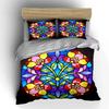 Colorful Floral Glass Art Set Soft Comfortable Duvet Cover Bedding Set Included 1*Duvet Cover & 2*Pillowcases gift