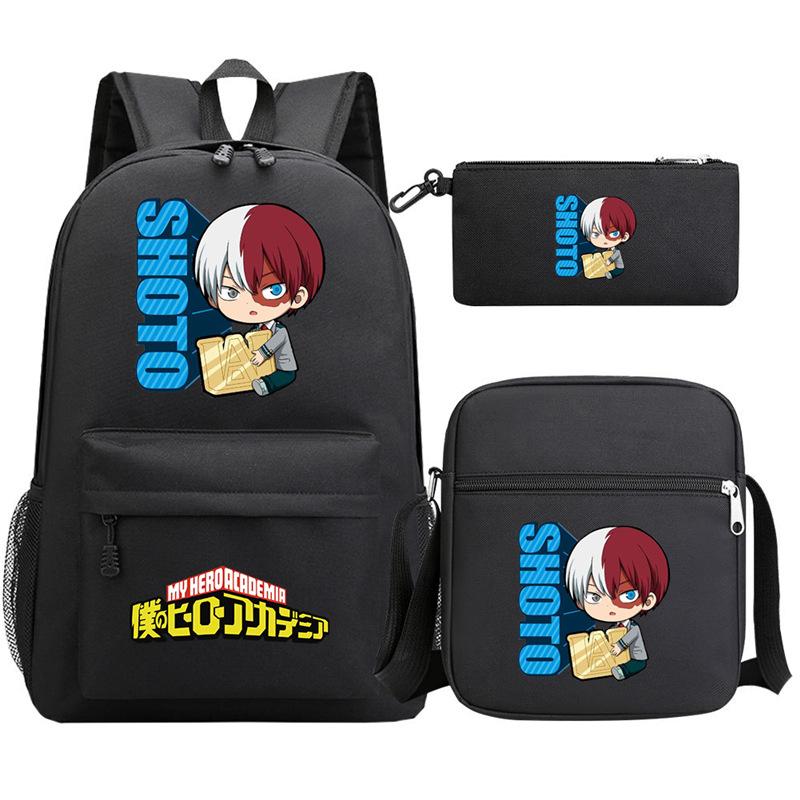 Young Students Schoolbag Animation Three-Piece Backpack Diagonal Hanging Bag Pencil Case