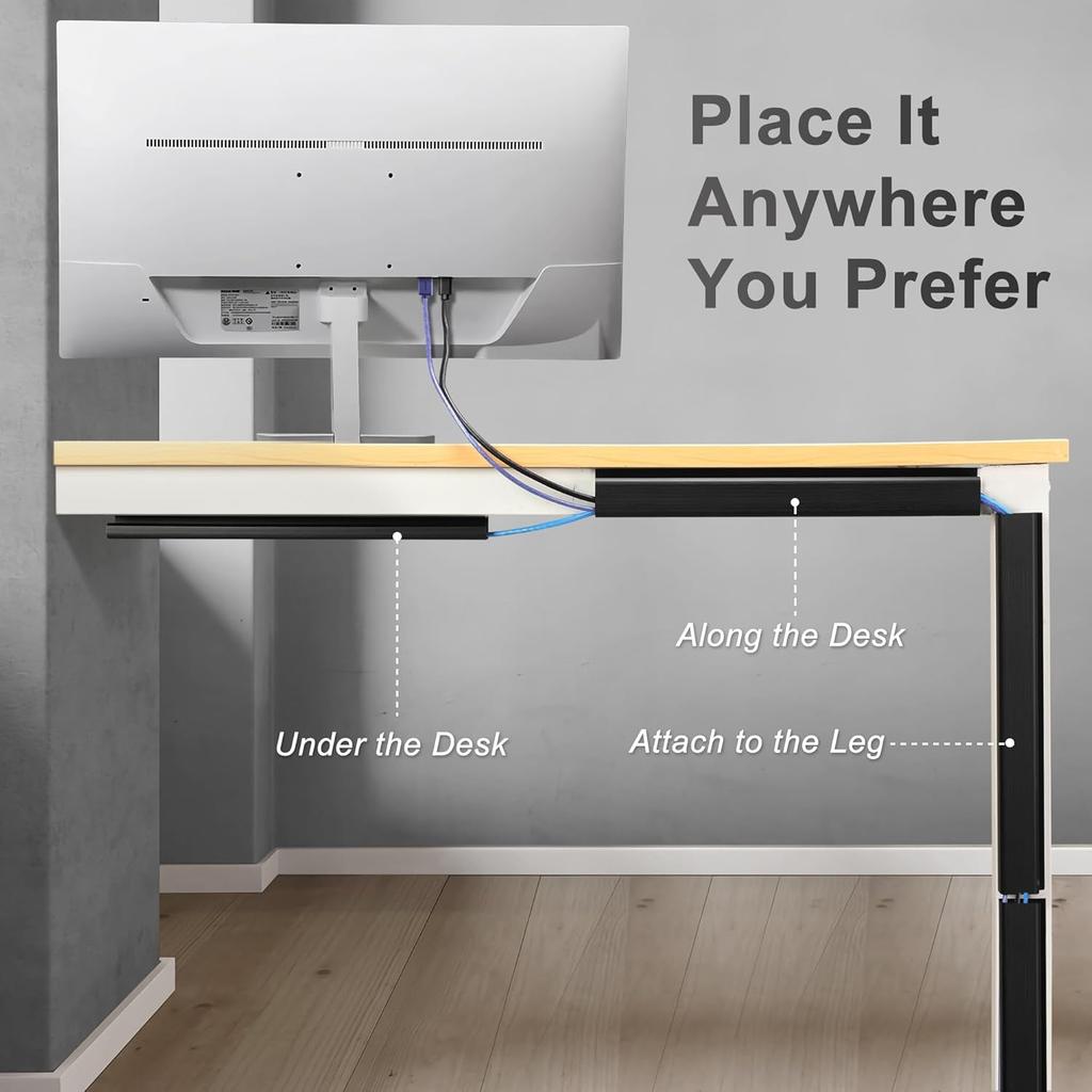 1pc 40cm/15.74in PVC Desk Cable Organizer Cable Management Accessories Cable Protecter No Drilling Under Desk Management Tray