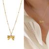 Adjustable Necklace Titaniums Steel Necklace Bead Chain Necklace Bowknot Pendant Necklace Suitable for Various Occasion