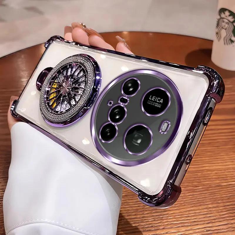 

Luxury Gyro Holder Case For Xiaomi 15 Ultra 14T 13T Pro 11 Lite POCO F7 F6 F5 X7 X6 PRO Shockproof Bumper Shell TPU Soft Cover POCO X5 Pro фіолетовий