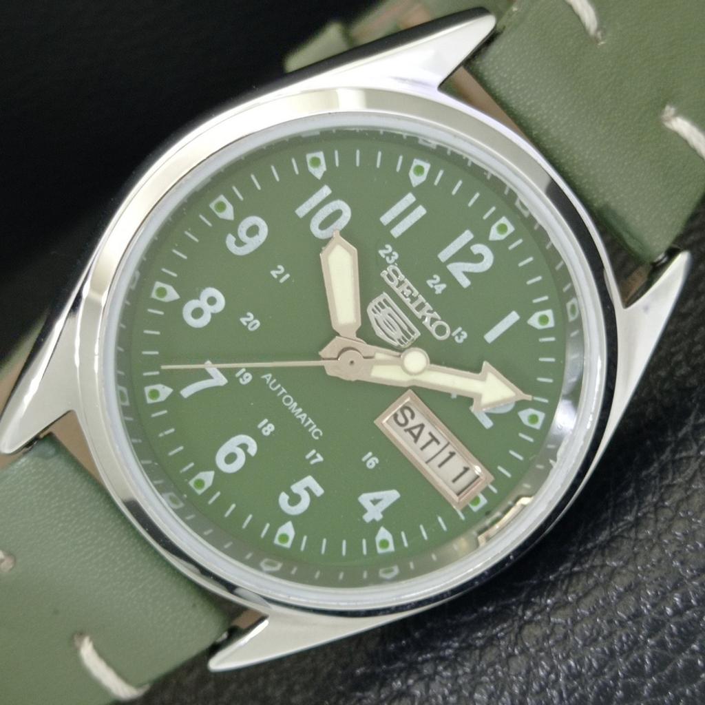

VINTAGE REFURBISHED SEIKO 5 AUTOMATIC 6309A JAPAN MENS GREEN WATCH a441695-1 Sk-a441695