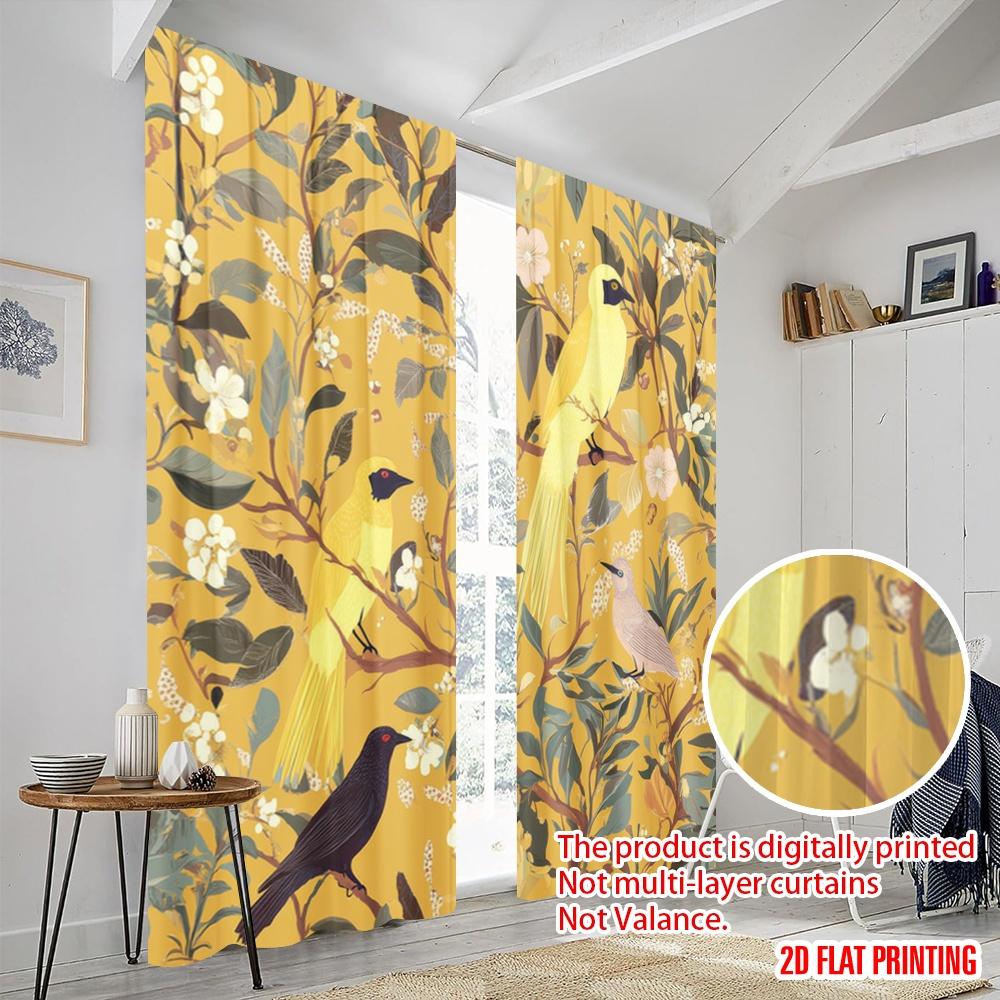 2pcs,2D Plane Printing Light Filtering Curtains Tropical Harmony (2) Versatile 100% Polyester (without Rod) All Seasons for