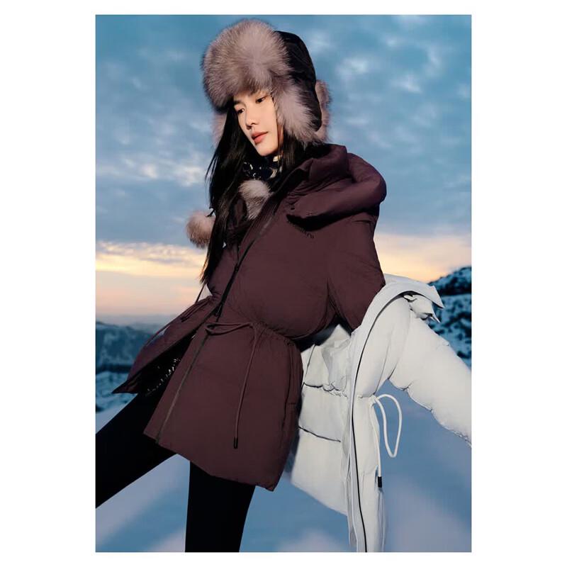 Jiusi AnnaCo Women s Cinch-Waist Puffy Duck Down Winter Jacket L