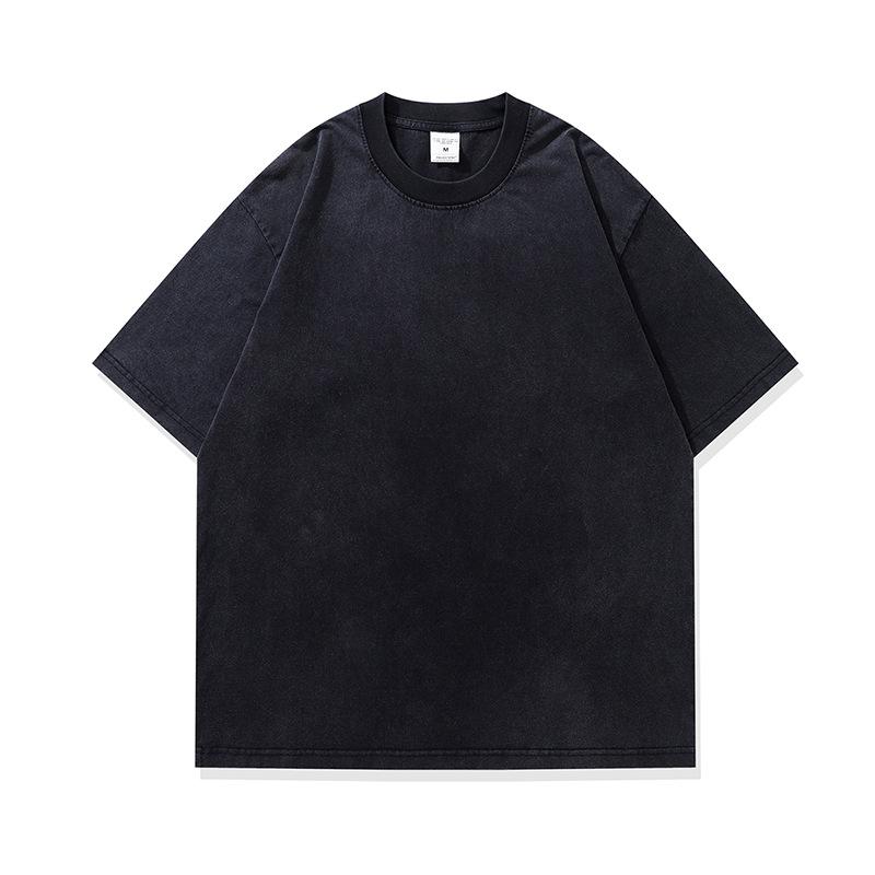 Men'S Trendy Brand 220G Washed American High Street Retro Loose Shoulder Cotton Short-Sleeved T-Shirt Printing Custom