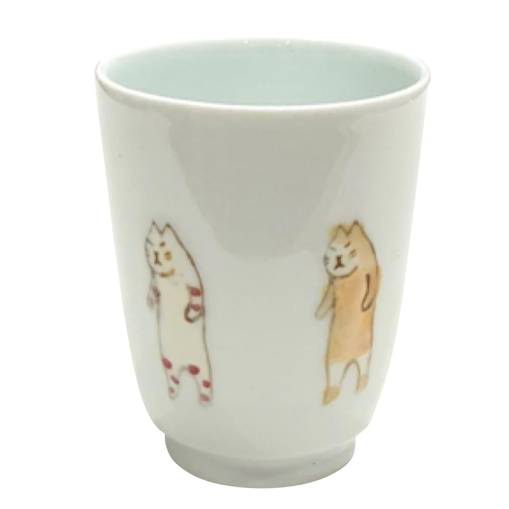 24to3 Nishitomi Ceramics Arita Ware Standing Cat Made in 477338 Teacup, Approx. 190ml, Design, Red, Japan,