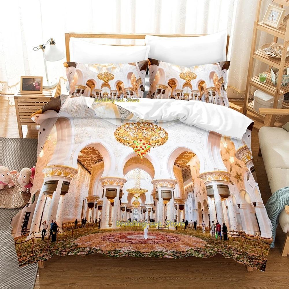 Ramadan-Bettwäscheset, Einzel-, Zwillings-, Voll-, Queen- und King-Size-Bettset, für Schlafzimmer für Erwachsene und Kinder, Bettbezug-Set, 3D-Druck, Anime-Bettlaken-Set