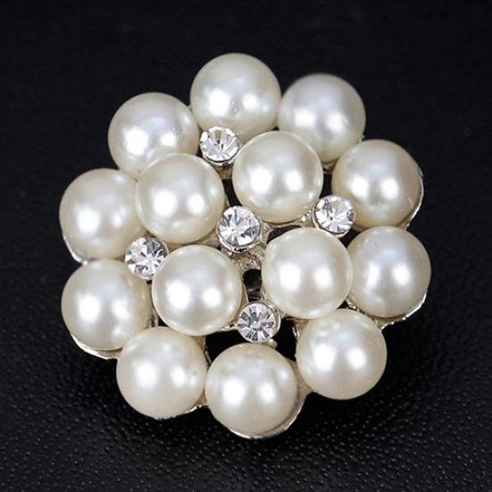 Flower Rhinestone Imitation Pearl Brooch Pin DIY Bridal Wedding Bouquet Decor