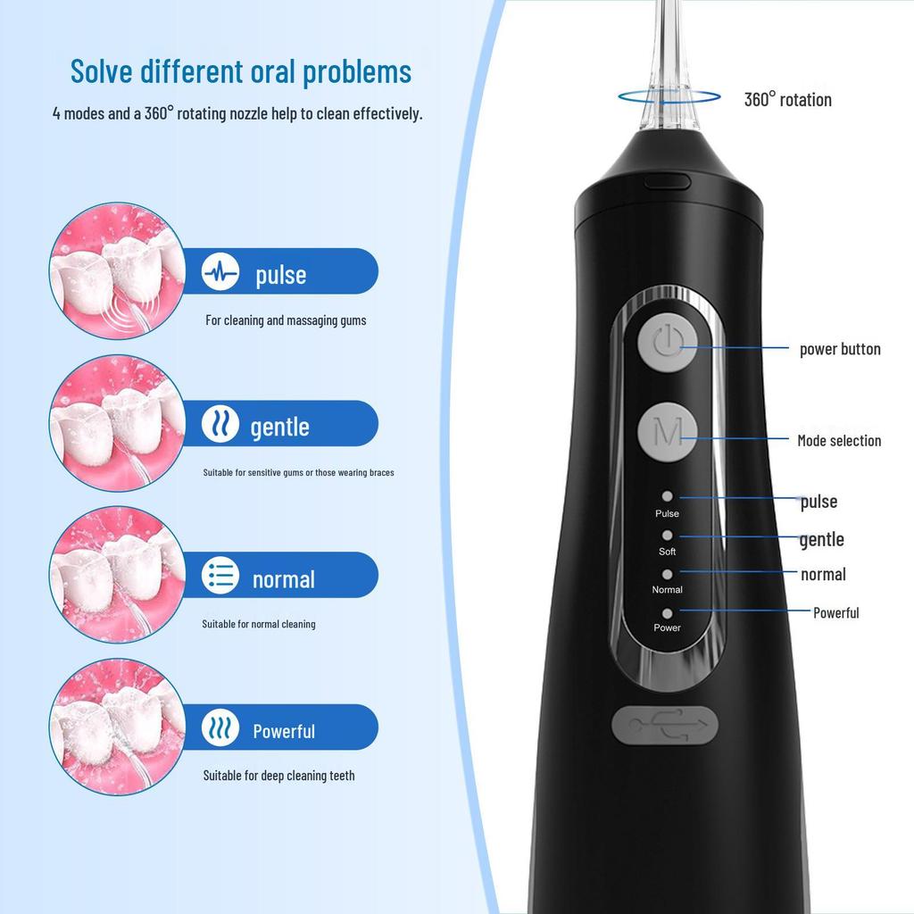Portable Electric Water Flosser - Home Use Dental Pulse Tooth Cleaner