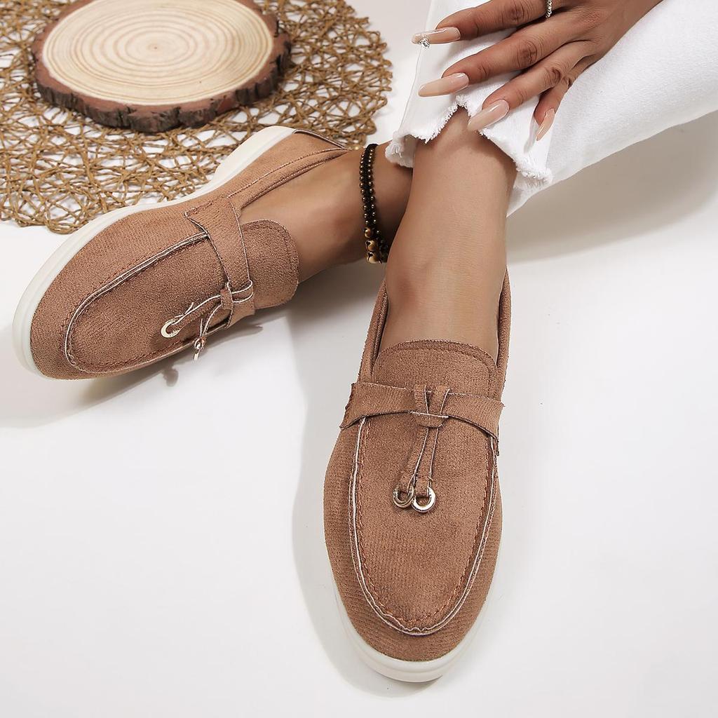 Women Loafers Slip On Ladies Flats Shoes  Spring Autumn Casual Flat Shoes Leather Cashmere Single Shoes