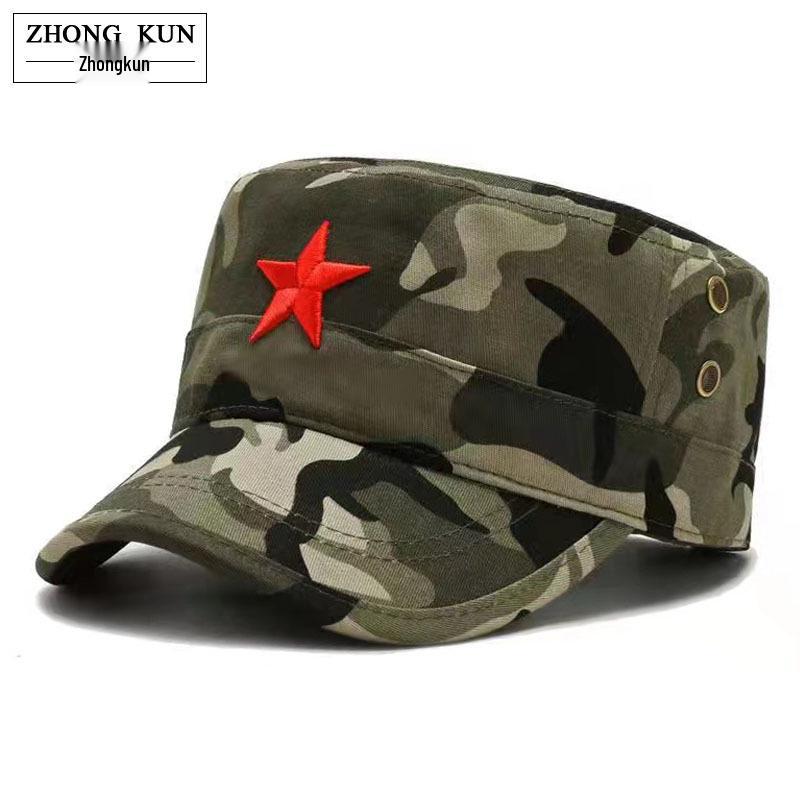 Pánská vojenská zelená kšiltovka s plochým vrškem a sluneční clonou se železným štítkem