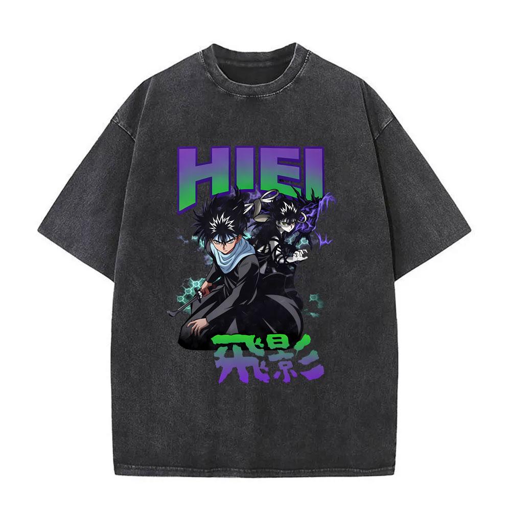 Anime YuYu Hakusho Urameshi Yuusuke Vintage Washed T Shirt Men Women Casual Oversized Tshirts Mens 90s Manga Retro Streetwear