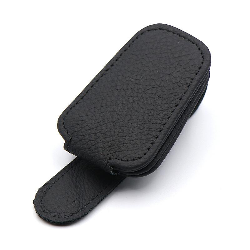 Universal Multifunctional Leather Sunglasses Holder, Car Sun Visor Mount Eyeglass Clip Auto Interior Accessory чёрный