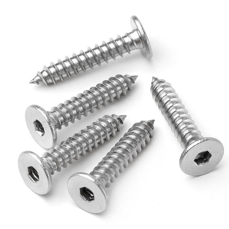 304 Stainless Steel Hex Flat Head Self-Tapping Screw (Thin Head) - Sizes M2, M3, M4, M5, M6, M8