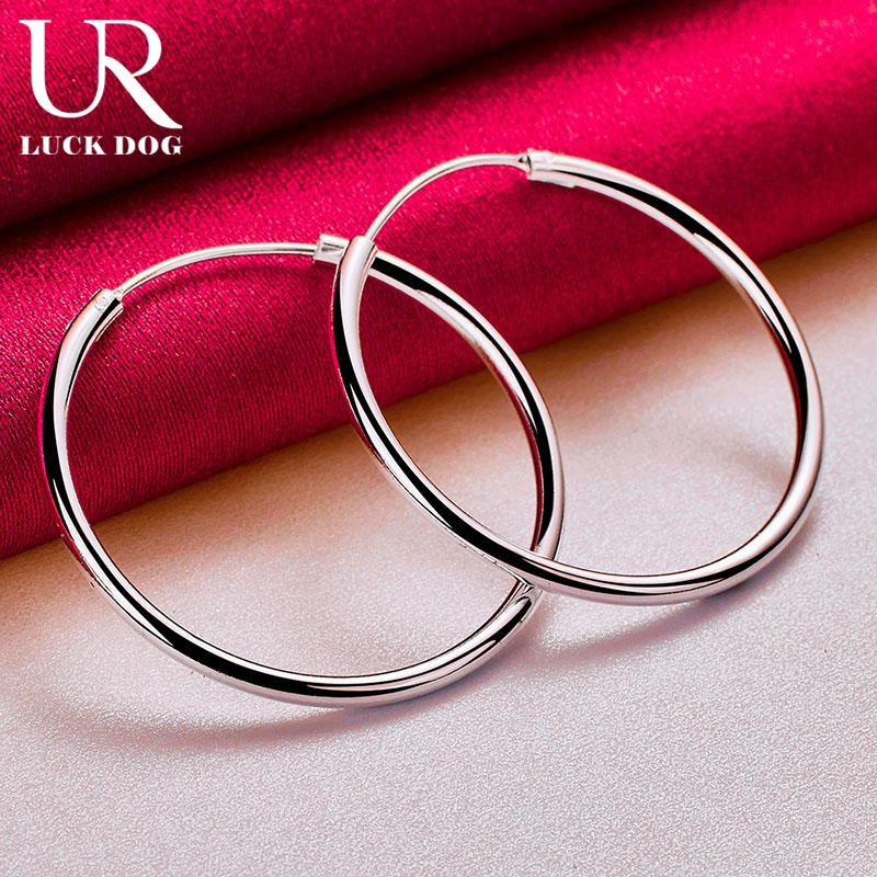 Boucles d'oreilles percées rondes en argent sterling 925 Bijoux de mariage à la mode