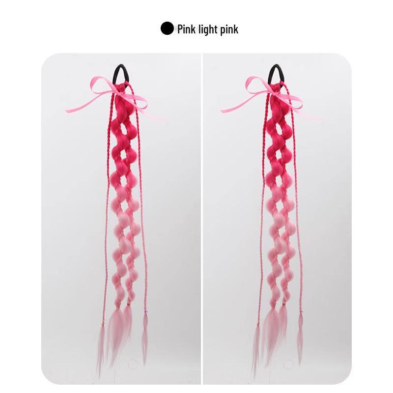 European Style Gradient Lantern Bubble Ponytail: Fashionable Women's Long Hand-woven Braid