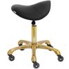 Cosmetic Saddle Stool On Wheels Up To 150 Kg YORK Black and Gold