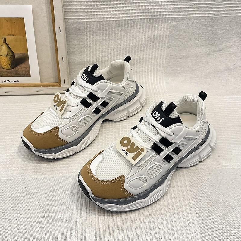 

Original popular milk coffee dad shoes women 2025 summer new mesh breathable board shoes ins versatile sports shoes 35 белый