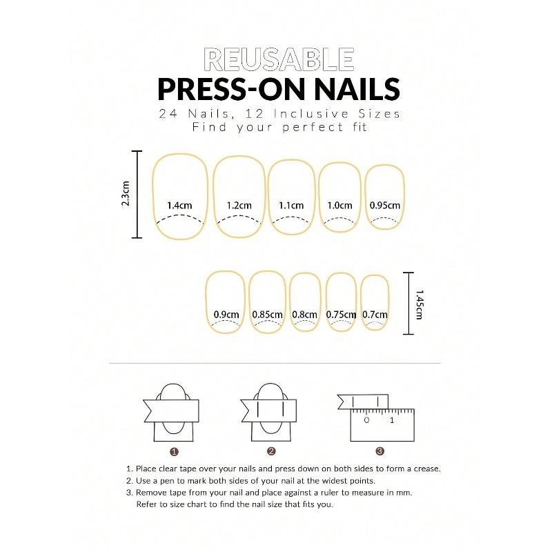 24pcs Elliptical Geometric Plaid Western Style Fake Nails With Colorful Geometry Print For Fashionable Girls Press On Nails Nail Supplies