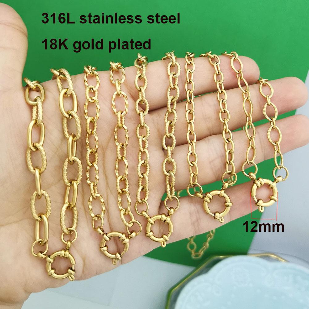 Segler Federverschluss Halskette Damen Herren Choker Edelstahl Geometrisches Glied Gedrehte Kette Rolo PVD Gold Silber