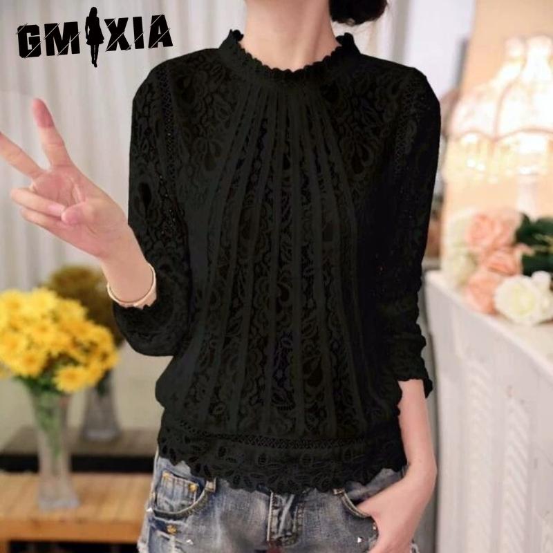GMXIA Women's Fashion Casual Solid Color Print Long Sleeve Blouses & Shirts