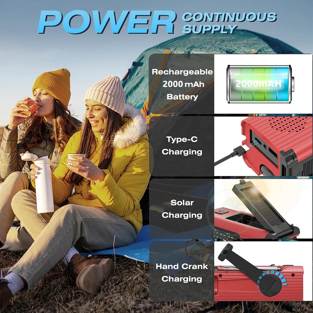 Multifunctional Radio Hand Crank Solar USB Charging FM AM WB NOAA Weather Radio charging lighting disaster prevention radio