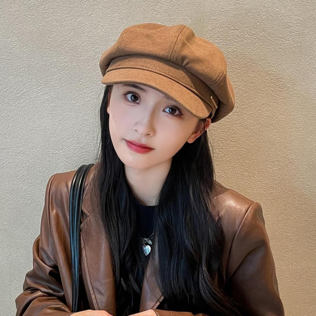 Newsboy for Autumn and Cold Decorated with Metal Hunting Cap with for Women and UV Makes Face Look [Qzkouma] Cap, Hat, Cap, Winter, Protection,