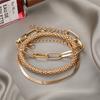 3Pcs/Set Snake Bone Popcorn Chain Bracelet For Women Gold Silver Color Multi-layer Alloy Bracelet Vintage Party Gifts