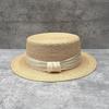 Light Luxury Small Edge Handmade Fine Raffia Grass Flat Top Flat Brim Straw Hat Women'S Summer Travel Simple Sunscreen Holiday Visor