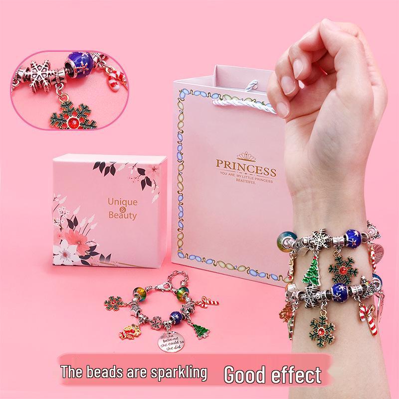 Pandora Crystal Beaded Bracelet - Large Hole Christmas Jewelry DIY Gift