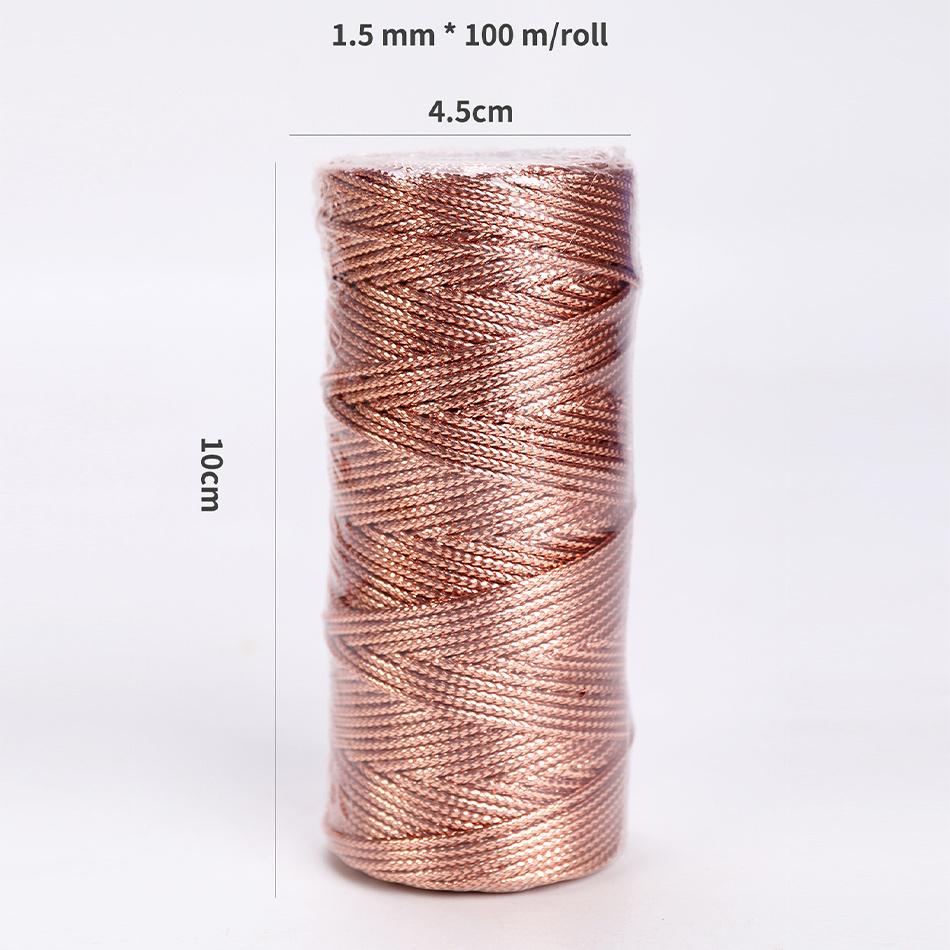 Metallic Yarn Rope Ribbon Gift Wrap Jewelry Making 100M 1.5mm Thread Twine Sewing DIY Macrame Cord String Jewelry Making Decor