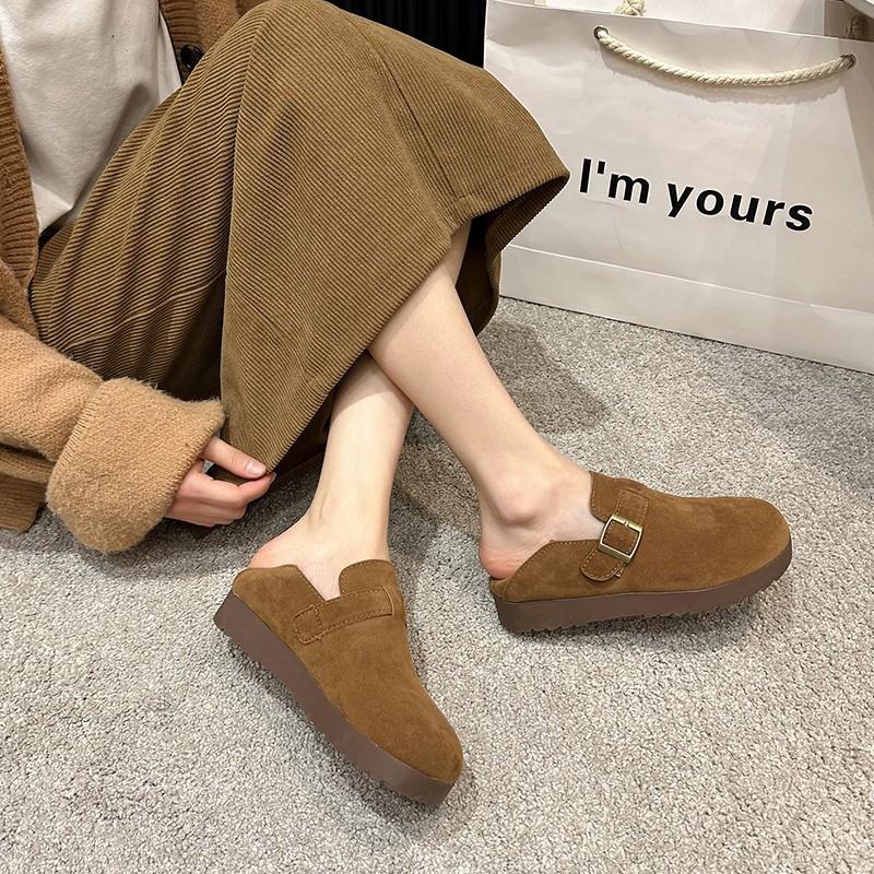 thick-soled all-inclusive thin Ken shoes women's spring and autumn retro one-pedal lazy shoes flat-soled women's shoes