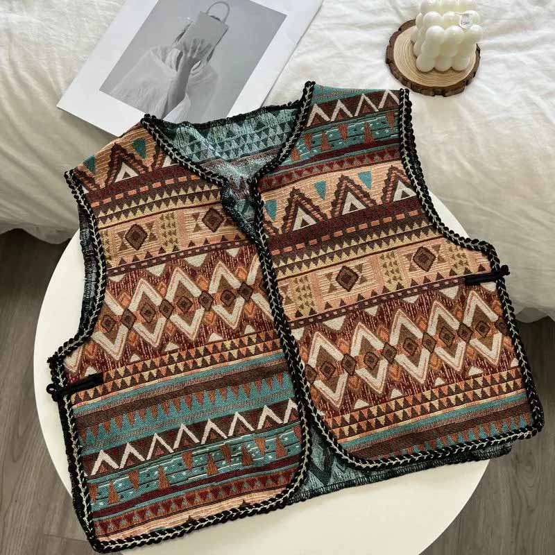 Vest for Women Cotton Sleeveless Tops Printed Vest Oversize Casual Sleeveless Coat Buttons Camisole Vest