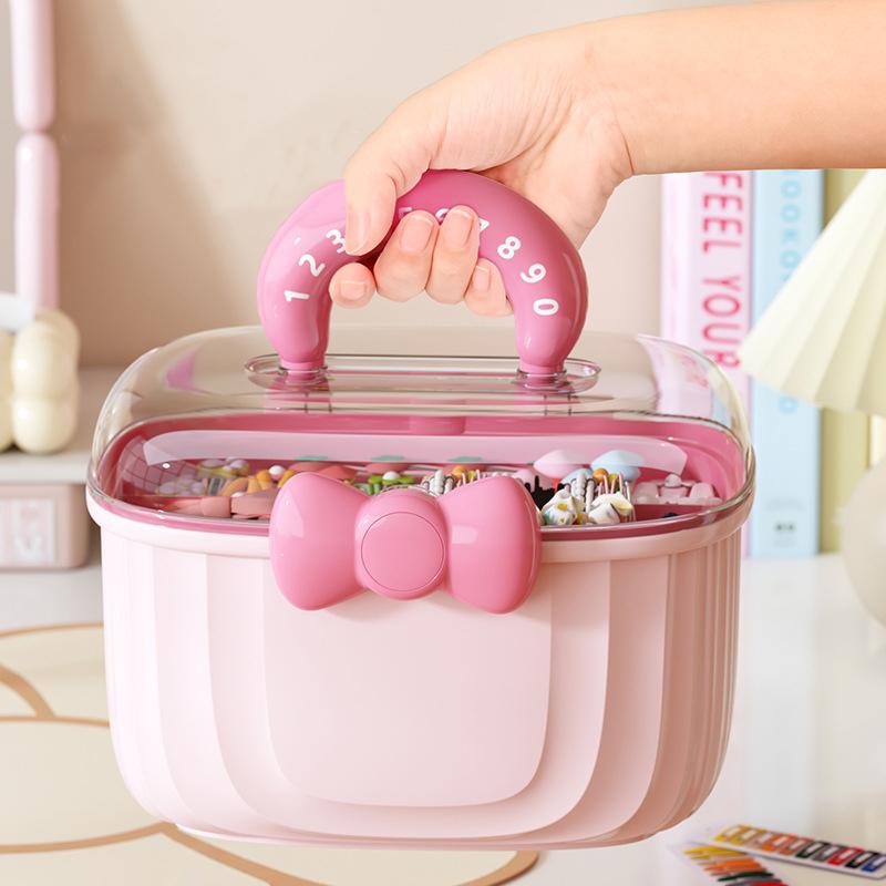 Girl Hair Accessories Storage Box Portable Makeup Organizer Jewelry Storage Box for Hair Ties Hairpin Earring Bracelet Necklace