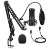 Aokeo USB Microphone, Condenser Microphone, PC Microphone Set (with Pop Filter and Arm Stand), 192KHZ/24BIT PC Microphone, Suitable for Recording, Liv