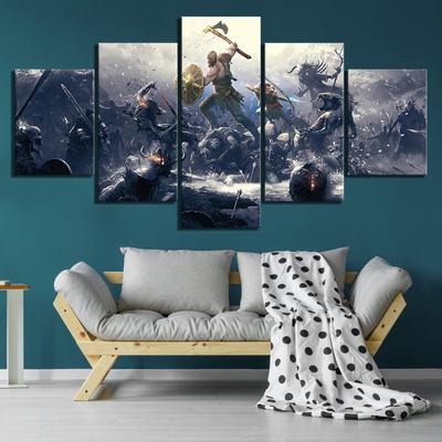 Panou cu 5 piese God Of War Kratos Joc Picturi Modulare Imprimeuri HD Postere Pânză Artă de Perete Imagini Decor Cameră de Zi Gamer Casă