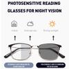Small Business Square Photochromic Presbyopic Glasses Men Ultralight Metal Discolour Reading Glasses Anti-Blue Light Glasses