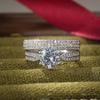 Classic Women Wedding Ring Inlaid CopperColor Cubic Zirconia Engagement Rings Set for Bride Jewelry  New Anniversary Gifts
