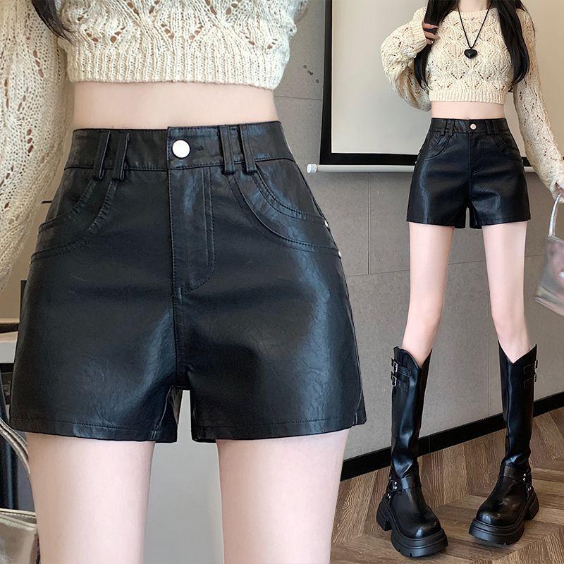 

Women s High-Waist PU Leather Shorts - Black, Autumn/Winter 2025, Slimming and Sexy Fit L (suggested weight 110-119 lbs)
