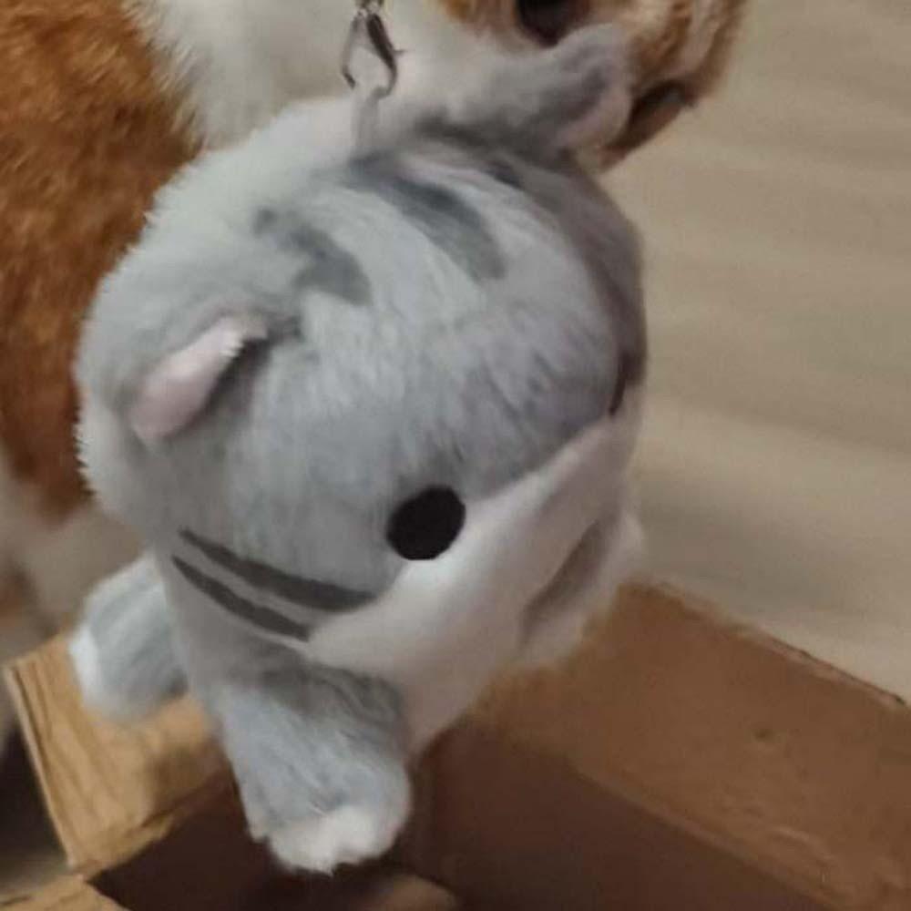 Cartoon Grey Cat Key Chain Soft Cute Pet Pendant Bag Charm Plush Doll Key Ring  Festival Gifts
