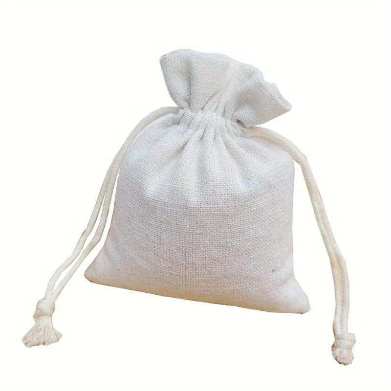 10Pcs Linen bundle pocket canvas bundle pocket cotton sack burlap bag rice gift drawstring small cloth bag