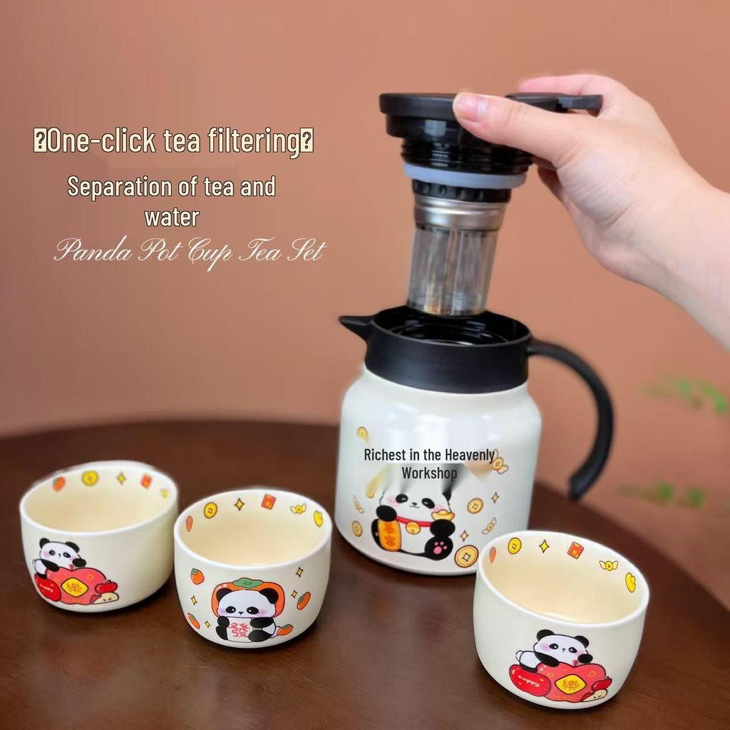 Panda Insulated Tea Pot, 316 Stainless Steel, Compact Size, Tea & Water Separation