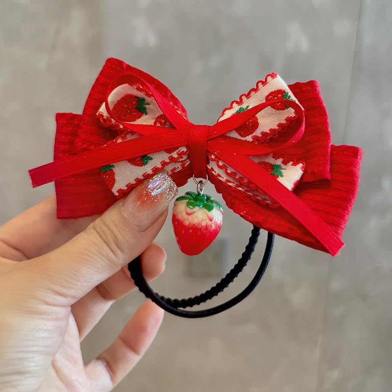 OuJyO Girls Hair Accessories Kids Gift Case Packing 7 Pieces Set Red Hair Tie Ribbon Butterfly Hair Ties Kids Hair Ties Kids Hair Clip Bangs Kids