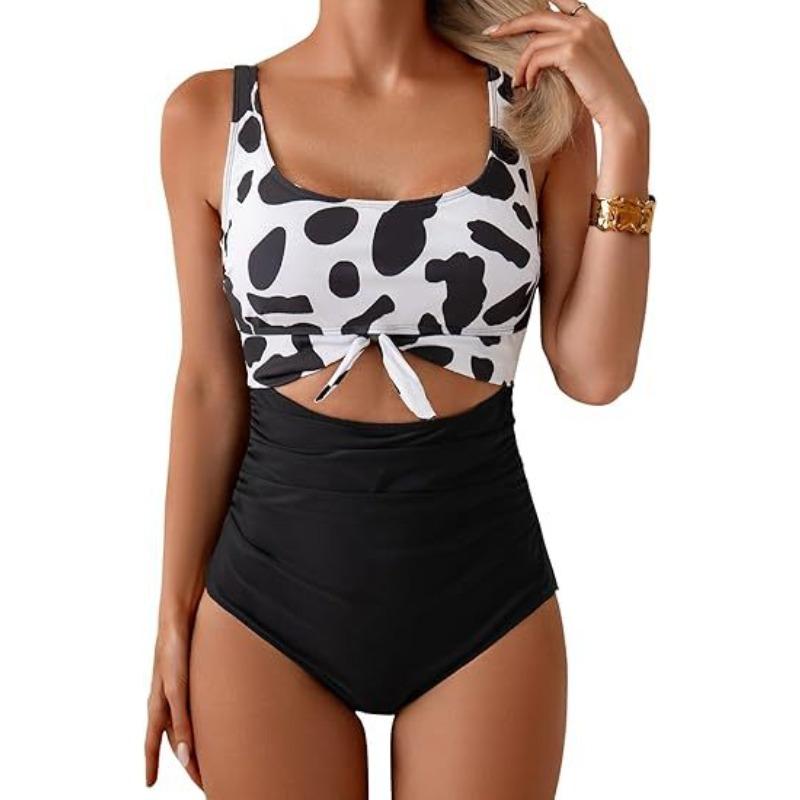 2026 European Beautiful Women's One-piece Swimsuit Belly Slim Swimsuit Hollow Lace-up Swimsuit
