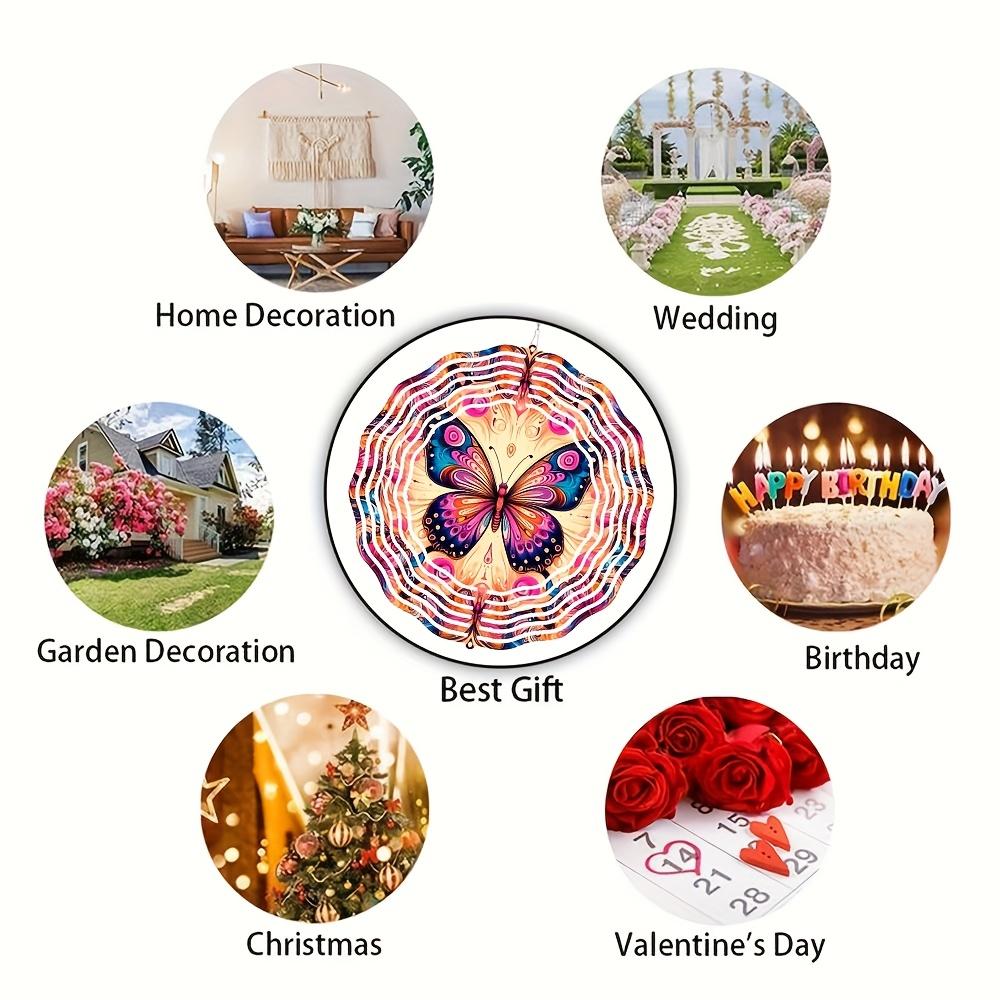 Edelstahl Schmetterling Windspiel 25cm Bunte Flatternde Gartendekoration für Innen Außen Hof Terrasse Hängekunst