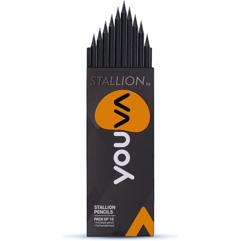 Navneet Youva YOUVA Stallion Pencil With Eraser Tip For Students And Professionals | Dark Black Writing Pencil | Pack Of 1 count (Pack of 1) чёрный