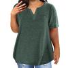 Dame T-skjorte V-hals Kort erm Topper med Brystlommer Ensfarget Casual Løs passform T-skjorte Hverdagsbruk